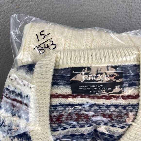 Vintage Jantzen Mens V-neck Sweater Fair Isle size M - Picture 9 of 9